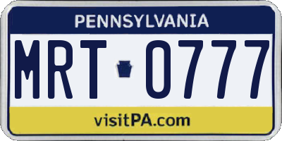 PA license plate MRT0777