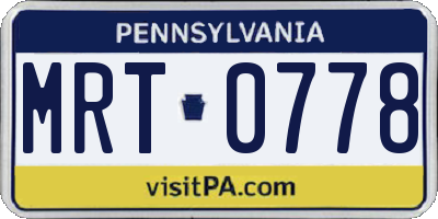 PA license plate MRT0778