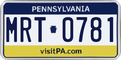 PA license plate MRT0781