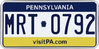 PA license plate MRT0792