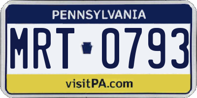 PA license plate MRT0793