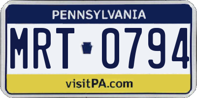PA license plate MRT0794