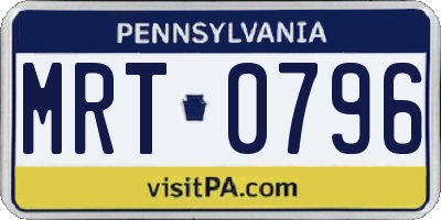 PA license plate MRT0796
