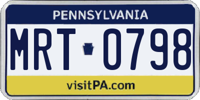 PA license plate MRT0798