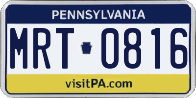 PA license plate MRT0816