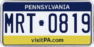 PA license plate MRT0819