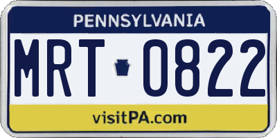 PA license plate MRT0822