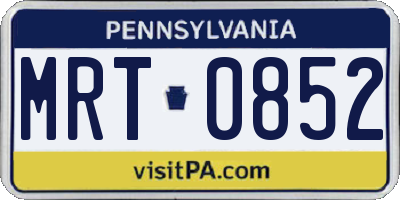 PA license plate MRT0852