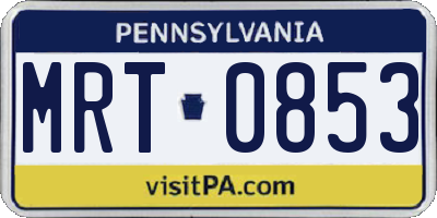 PA license plate MRT0853