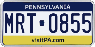 PA license plate MRT0855