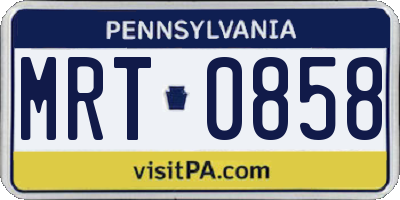 PA license plate MRT0858
