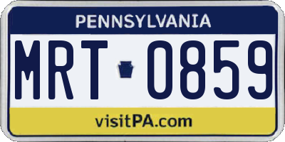 PA license plate MRT0859