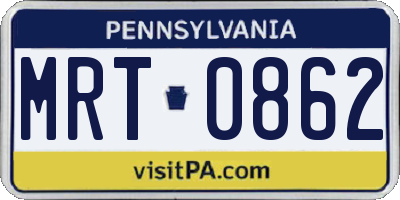 PA license plate MRT0862