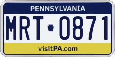 PA license plate MRT0871