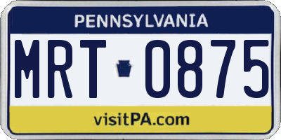 PA license plate MRT0875