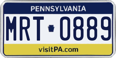 PA license plate MRT0889