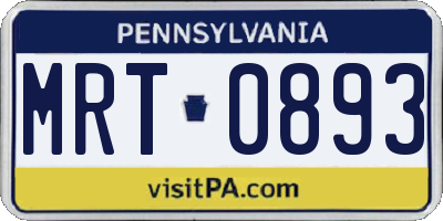 PA license plate MRT0893