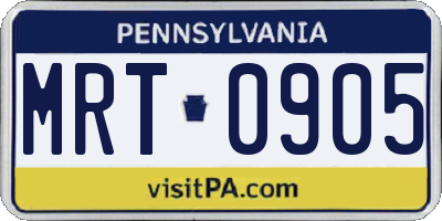PA license plate MRT0905