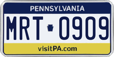 PA license plate MRT0909