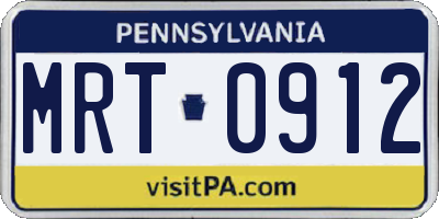PA license plate MRT0912