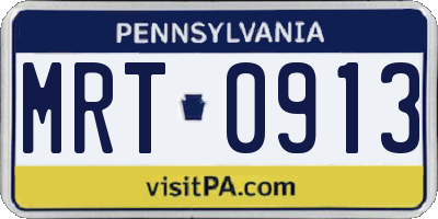 PA license plate MRT0913