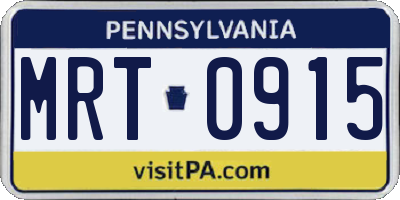 PA license plate MRT0915