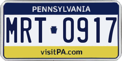 PA license plate MRT0917