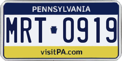 PA license plate MRT0919