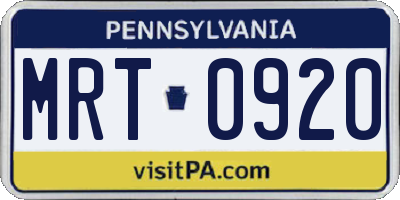 PA license plate MRT0920