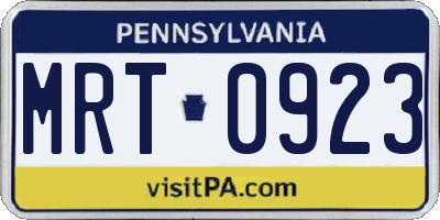 PA license plate MRT0923
