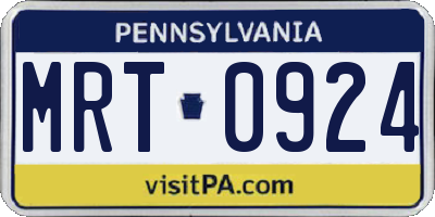 PA license plate MRT0924