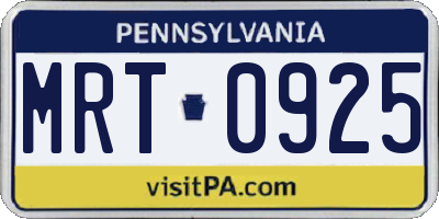 PA license plate MRT0925