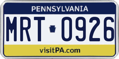 PA license plate MRT0926
