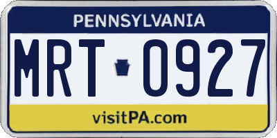 PA license plate MRT0927