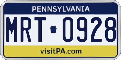 PA license plate MRT0928
