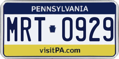 PA license plate MRT0929