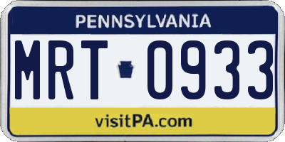 PA license plate MRT0933