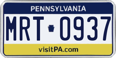 PA license plate MRT0937
