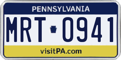 PA license plate MRT0941