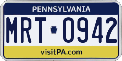 PA license plate MRT0942