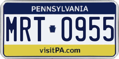 PA license plate MRT0955