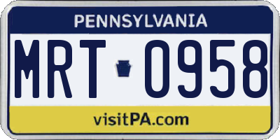 PA license plate MRT0958