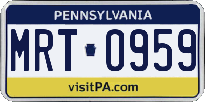 PA license plate MRT0959