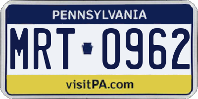 PA license plate MRT0962