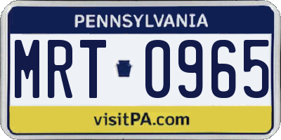 PA license plate MRT0965
