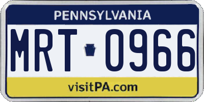 PA license plate MRT0966