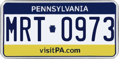 PA license plate MRT0973