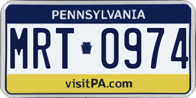 PA license plate MRT0974