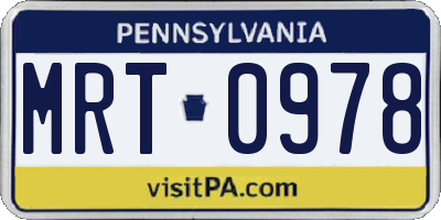 PA license plate MRT0978