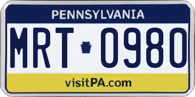 PA license plate MRT0980